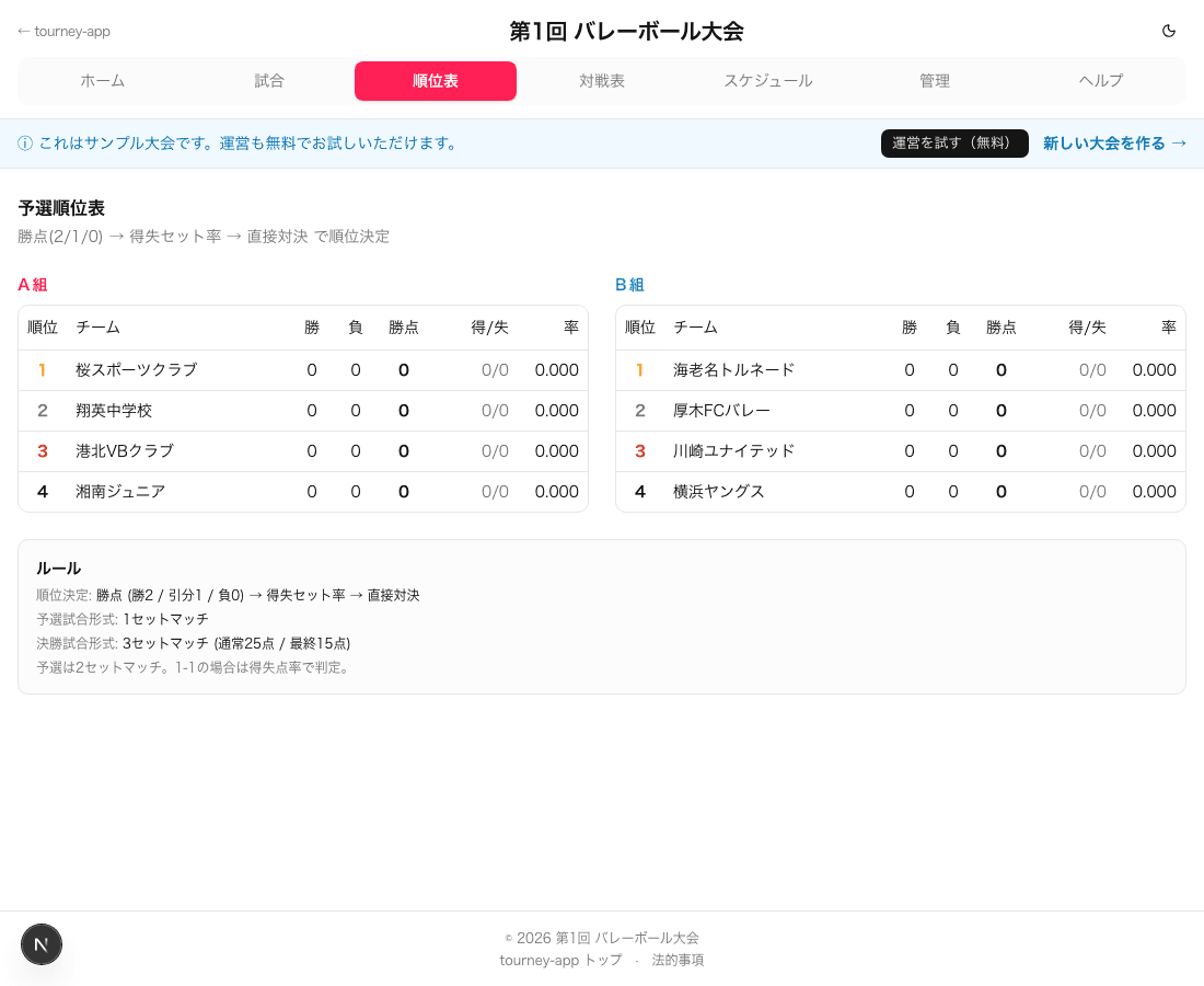 tourney-app — スクリーンショット 3